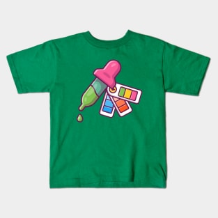 Pipette Paint Drop And Color Picker Cartoon Kids T-Shirt